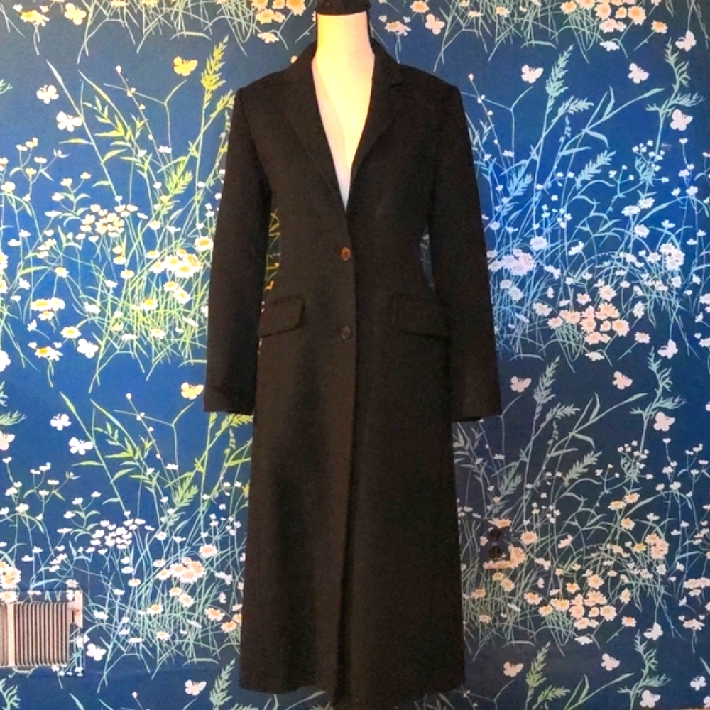 Massimo Dutti Long Wool Blend Coat Black XS
